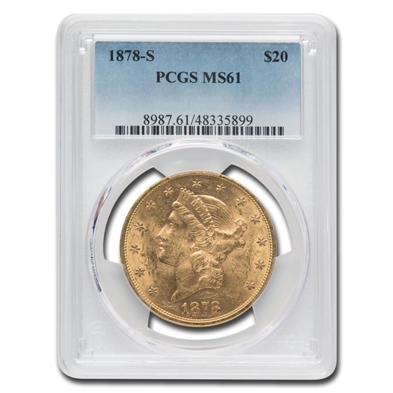 1878-S $20 Liberty Gold Double Eagle MS-61 PCGS 1878-S $20 Liberty Gold Double Eagle MS-61 PCGS